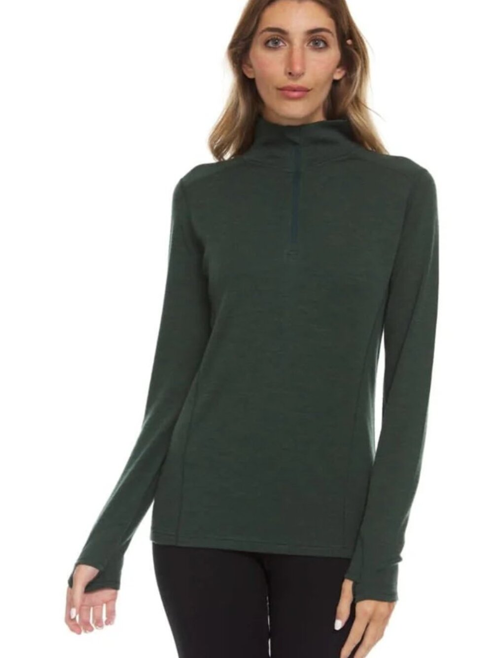 Minus33 Sequoia 1/4 Zip Pullover Top S Green Merino Wool Midweight 245 Baselayer